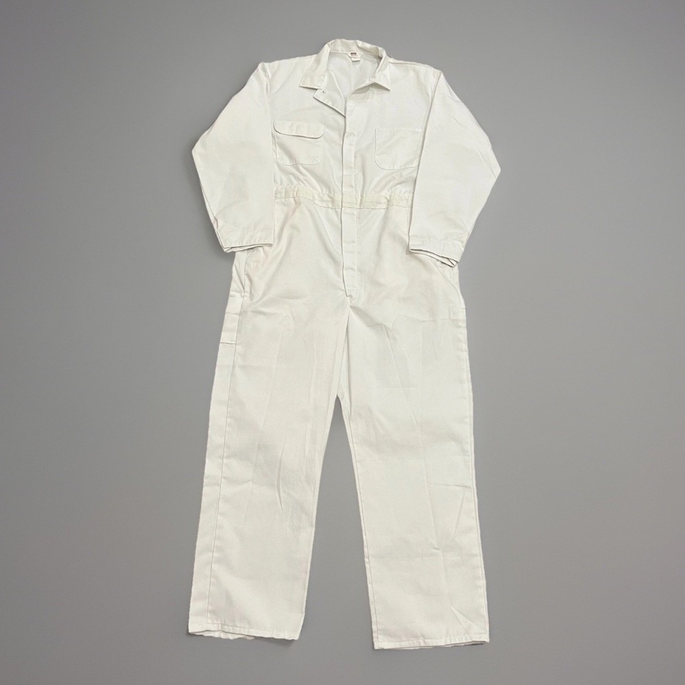Vintage 70s Montgomery Ward Mens White One Piece Workwear Paint Coverall Tall 46